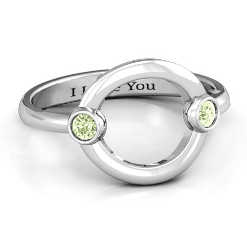 Double Stone Karma Ring – Sterling Silver with Peridot