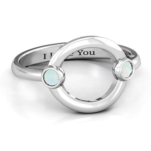 Double Stone Karma Ring – Sterling Silver with Opal