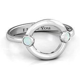Double Stone Karma Ring in 925 Sterling Silver with Opal