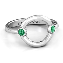Double Stone Karma Ring in 925 Sterling Silver with Emerald