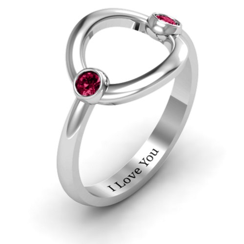 Double Stone Karma Ring – Sterling Silver with Ruby