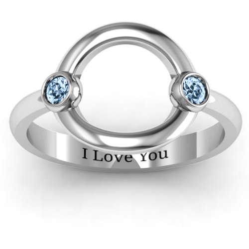Double Stone Karma Ring – Sterling Silver with Aquamarine