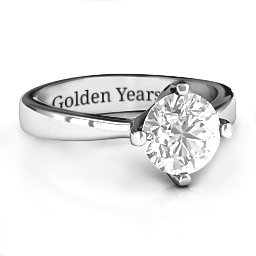 Large Stone Solitaire Ring in 925 Sterling Silver with White Premium Zirconia