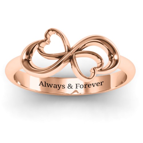 Duo of Hearts Infinity Ring – 10K Rose Gold