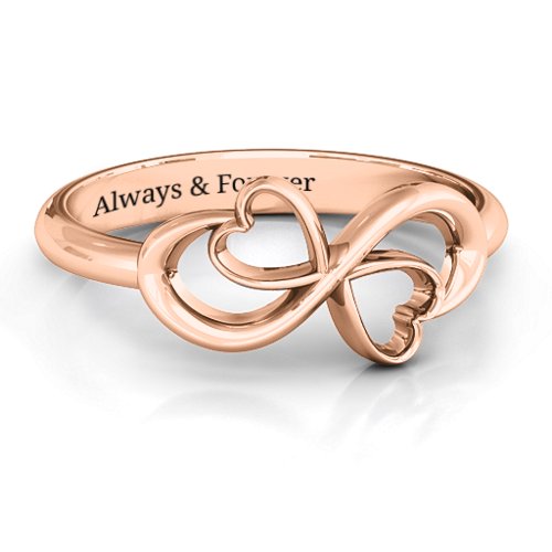 Duo of Hearts Infinity Ring – 10K Rose Gold
