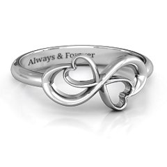 Duo of Hearts Infinity Ring – Sterling Silver