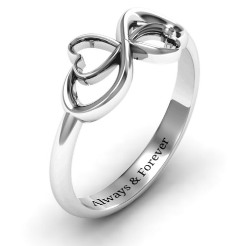 Duo of Hearts Infinity Ring – Sterling Silver