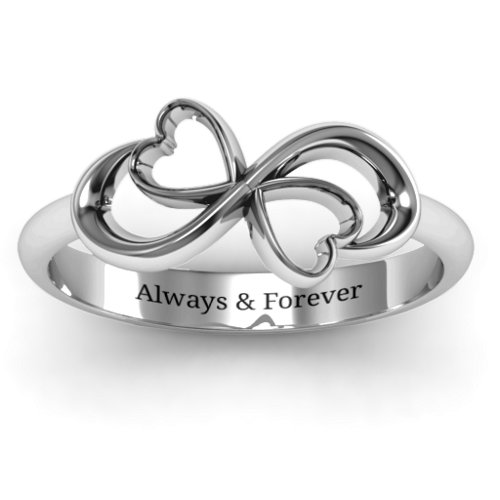 Duo of Hearts Infinity Ring – Sterling Silver