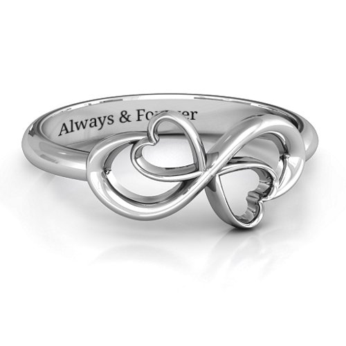 Duo of Hearts Infinity Ring – Sterling Silver