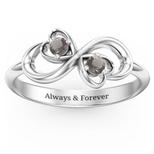 Pair of Hearts Infinity Ring with Gemstones
