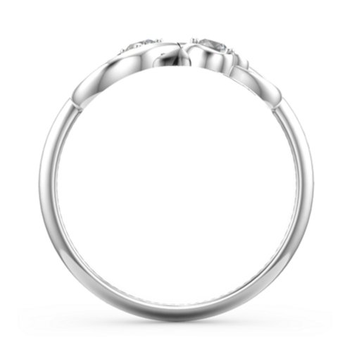 Pair of Hearts Infinity Ring with Gemstones – Sterling Silver with Cubic Zirconia