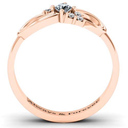 Solitaire Infinity Ring with Accents – 10K Rose Gold with Cubic Zirconia and White Premium Zirconia
