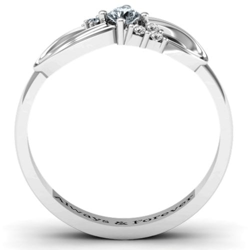 Solitaire Infinity Ring with Accents – 10K White Gold with Cubic Zirconia and White Premium Zirconia