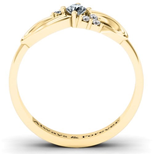 Solitaire Infinity Ring with Accents – 10K Yellow Gold with Cubic Zirconia and White Premium Zirconia