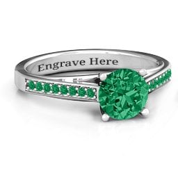 Large Round Solitaire Ring with Shoulder Accents