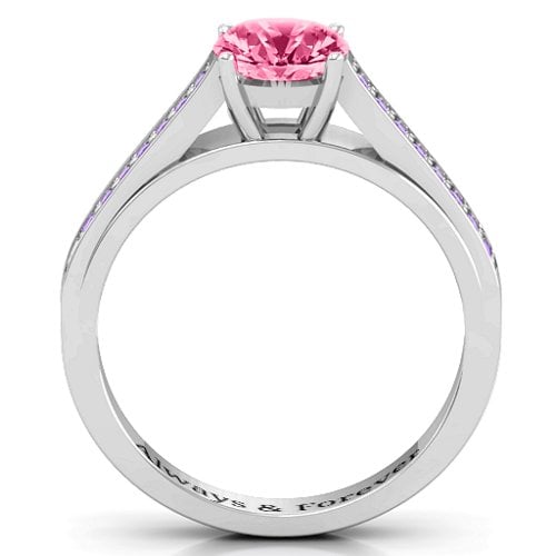 Large Round Solitaire Ring with Shoulder Accents