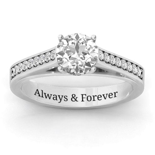 Large Round Solitaire Ring with Shoulder Accents