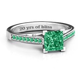 Princess Cut Ring with Shoulder Accents