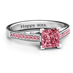 Princess Cut Ring with Shoulder Accents