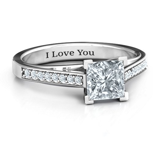 Princess Cut Ring with Channel Set Accents
