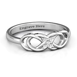 Infinity Knot Ring with Accents in 925 Sterling Silver with White Premium Zirconia