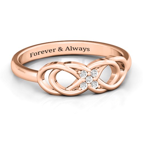 Infinity Knot Ring with Accents – 10K Rose Gold with White Premium Zirconia