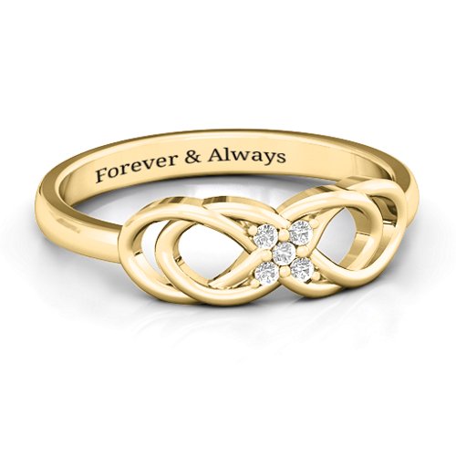 Infinity Knot Ring with Accents – 14K Yellow Gold with White Premium Zirconia