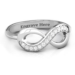 Infinity Ring with Single Accent Row in 925 Sterling Silver with White Premium Zirconia