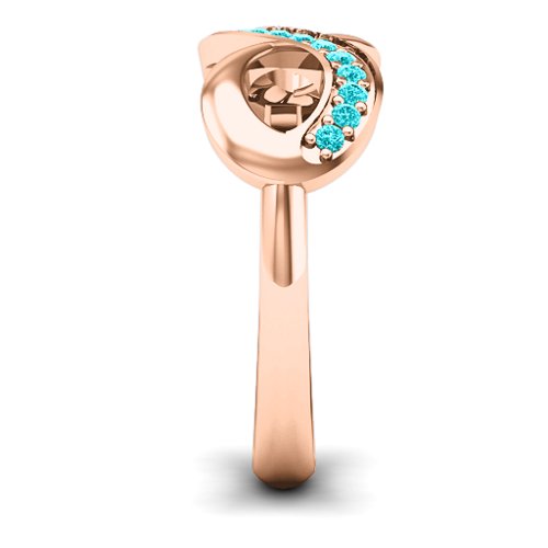 Infinity Ring with Single Accent Row – 10K Rose Gold with Mint Premium Zirconia
