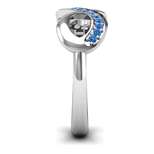 Infinity Ring with Single Accent Row – Sterling Silver with Fancy Blue Premium Zirconia