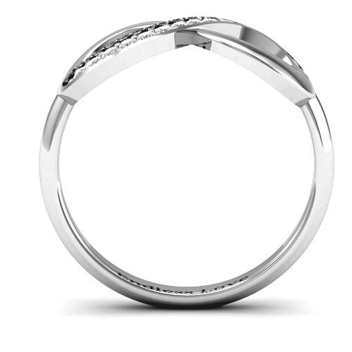 Infinity Ring with Single Accent Row – Sterling Silver with White Premium Zirconia