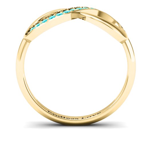 Infinity Ring with Single Accent Row – 10K Yellow Gold with Mint Premium Zirconia