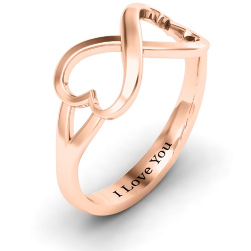 Simple Double Heart Infinity Ring – 10K Rose Gold
