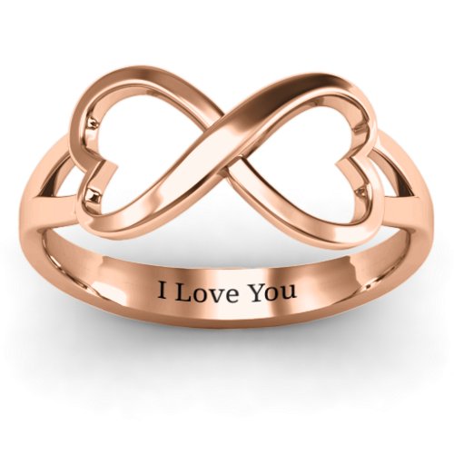 Simple Double Heart Infinity Ring – 10K Rose Gold