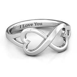 Simple Double Heart Infinity Ring in 925 Sterling Silver