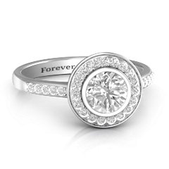 Bezel Halo Accent Ring – Sterling Silver with White Premium Zirconia