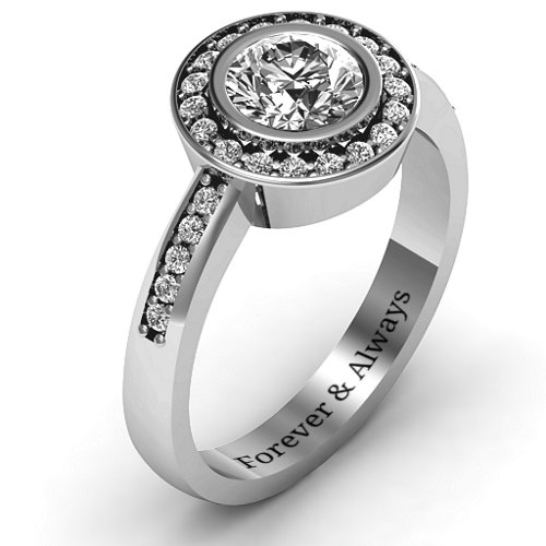 Bezel Halo Accent Ring – Sterling Silver with White Premium Zirconia