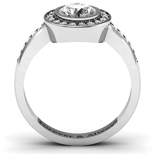 Bezel Halo Accent Ring – Sterling Silver with White Premium Zirconia