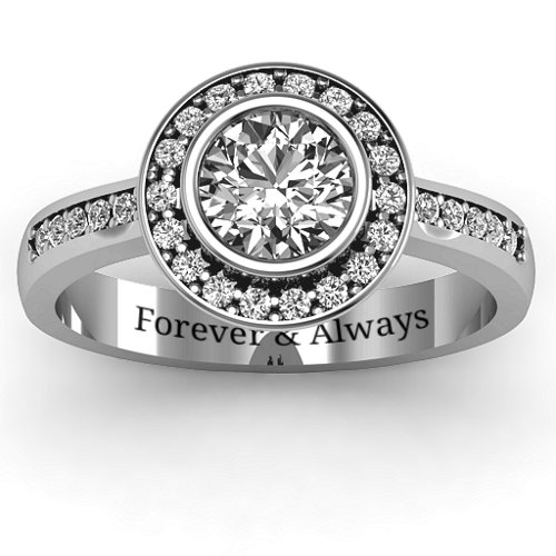 Bezel Halo Accent Ring – Sterling Silver with White Premium Zirconia