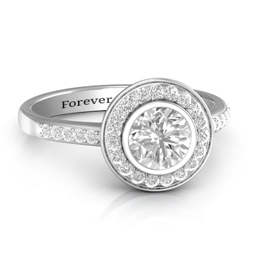 Bezel Halo Accent Ring – Sterling Silver with White Premium Zirconia