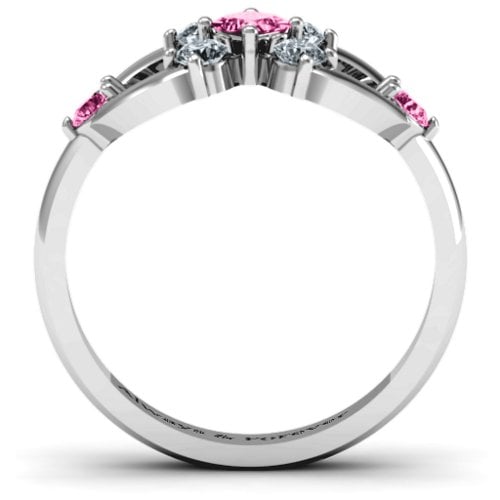 Princess Centre Infinity Ring – 10K White Gold with Pink Tourmaline and Cubic Zirconia