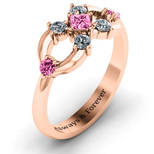 Princess Centre Infinity Ring – 10K Rose Gold with Pink Tourmaline and Cubic Zirconia