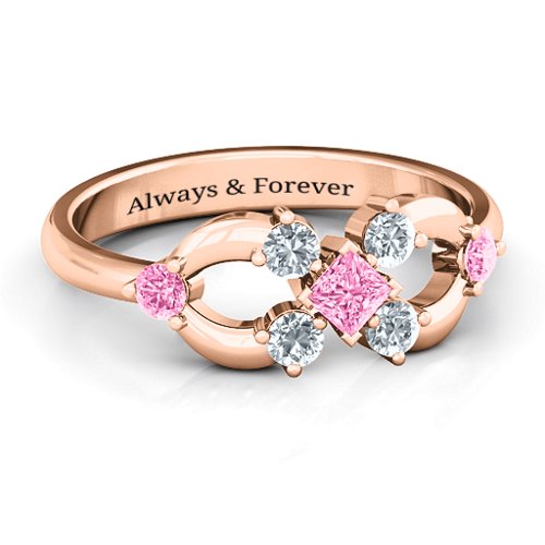 Princess Centre Infinity Ring – 10K Rose Gold with Pink Tourmaline and Cubic Zirconia