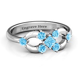 Princess Centre Infinity Ring in 925 Sterling Silver with Blue Topaz