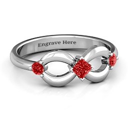 Princess Infinity Ring in 925 Sterling Silver with Garnet