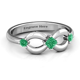 Princess Infinity Ring in 925 Sterling Silver with Emerald