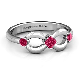 Princess Infinity Ring in 925 Sterling Silver with Ruby