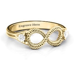 Braided Infinity Ring with Two Stones