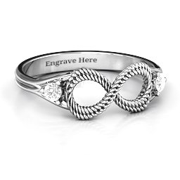 Braided Infinity Ring with Two Stones