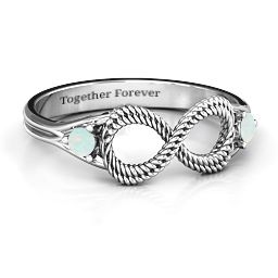 Braided Infinity Ring with Two Stones